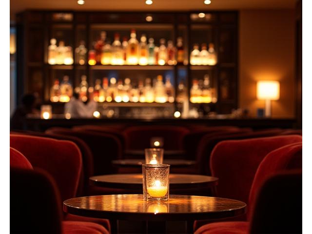 Sophisticated bar lounge with dim lighting and plush seating