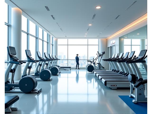 State-of-the-art fitness center with modern equipment and natural light